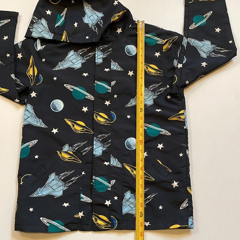 Gymboree light weight hooded jacket.  Planets and spaceships.  Boys size large